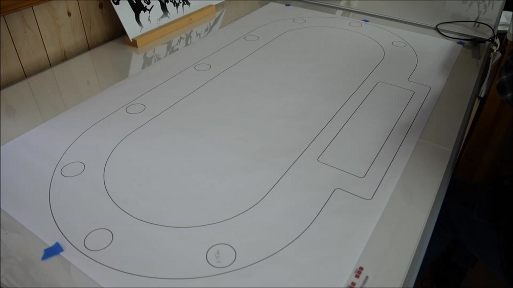 design and print  a casino poker table and digitize the diagram