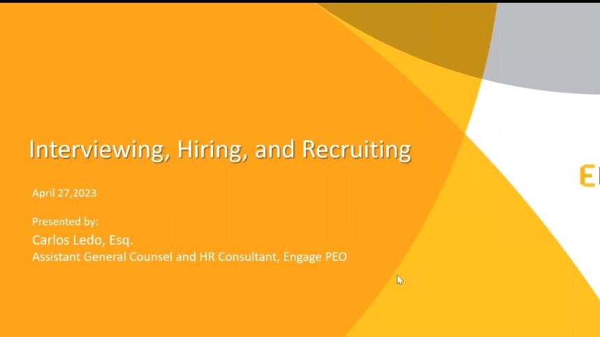 Engage HR Webinar: Interviewing and Hiring