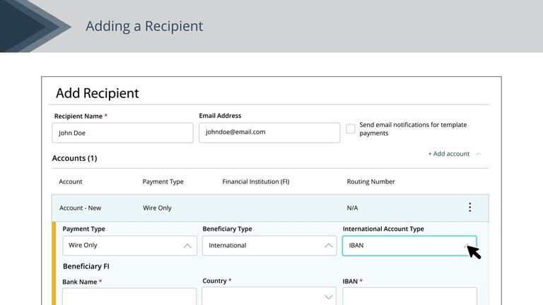 Recipient Setup - International Wire Only