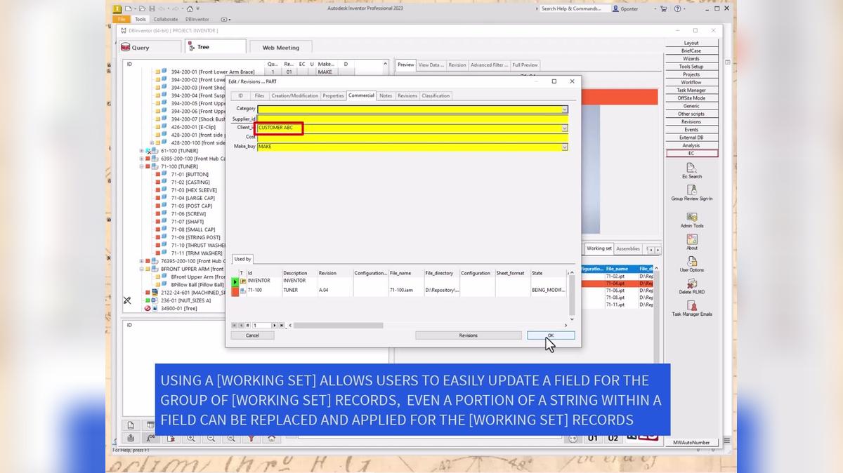 Save time with a quick introduction to [WORKING SET] features within MechWorks PDM.
