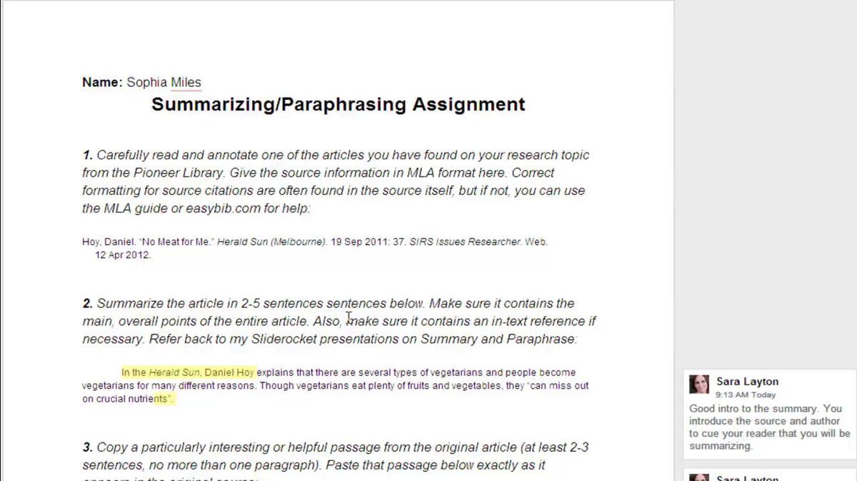 Summarizing and Paraphrasing Assignment.mp4