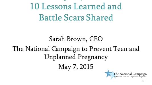 20 Years Dedicated to Preventing Teen Pregnancy: Lessons Learned and Battle Scars Shared