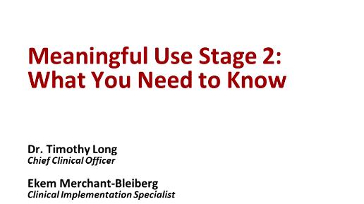 N2 PBRN Virtual Training Series - Preparing for Meaningful Use Stage 2