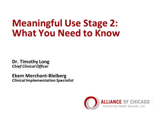 N2 PBRN Virtual Training Series - Preparing for Meaningful Use Stage 2