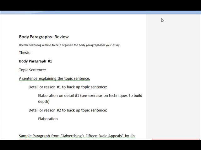 Writing the Body Paragraph