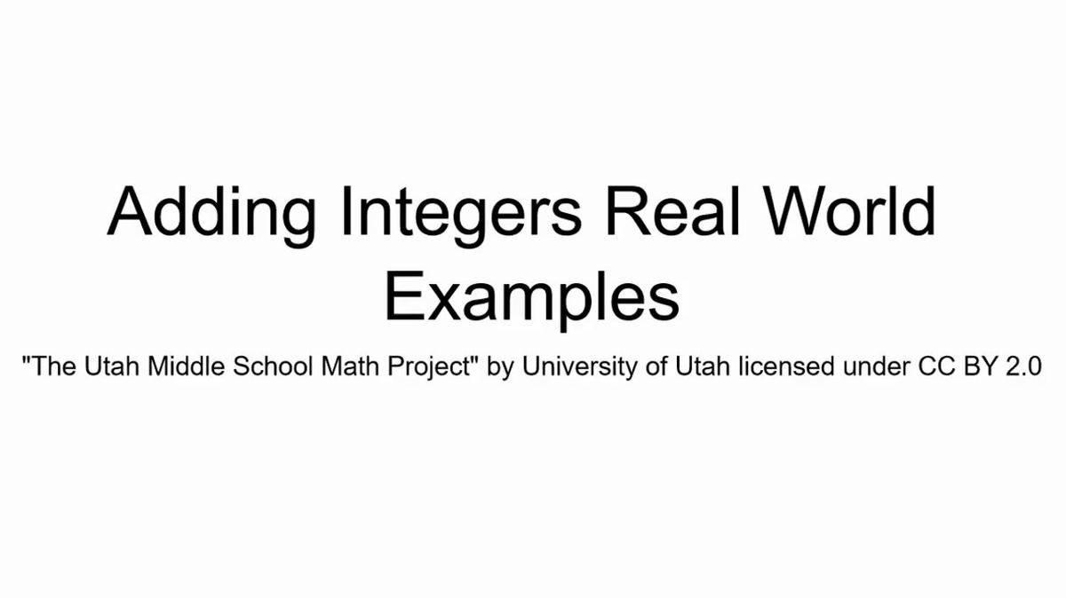 Math 7 Adding Integers Real World Examples