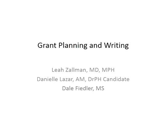 Session 10: Grant Planning and Writing