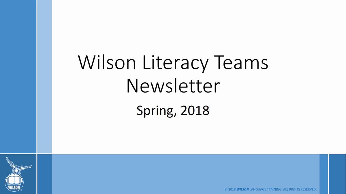 2018 Literacy Teams Spring Newsletter