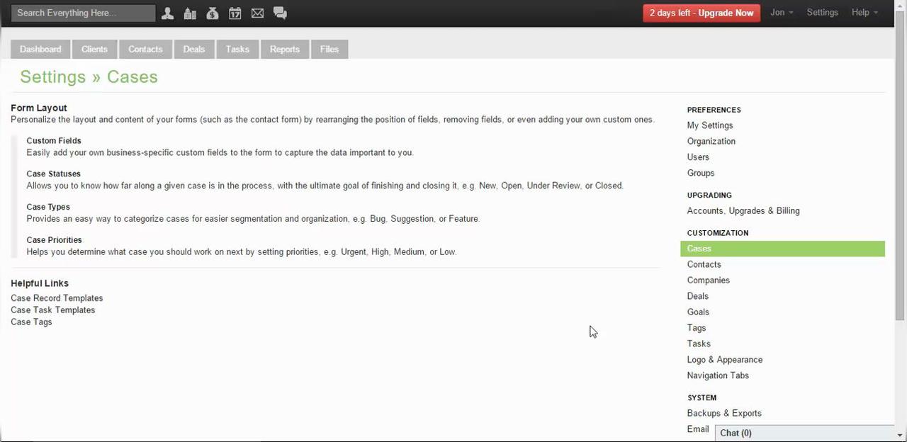 Case Form Settings