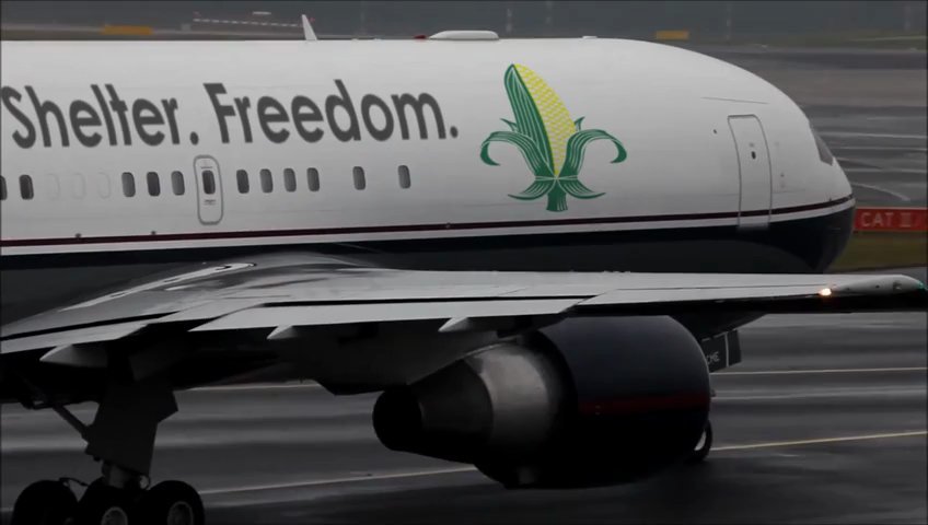 Advertise anything on a moving Jumbo  Airplane like this video