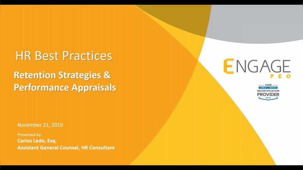 November 2019 Webinar - Retention Strategies &amp; Performance Appraisals