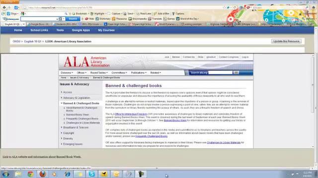 English 10 ALA Banned Books