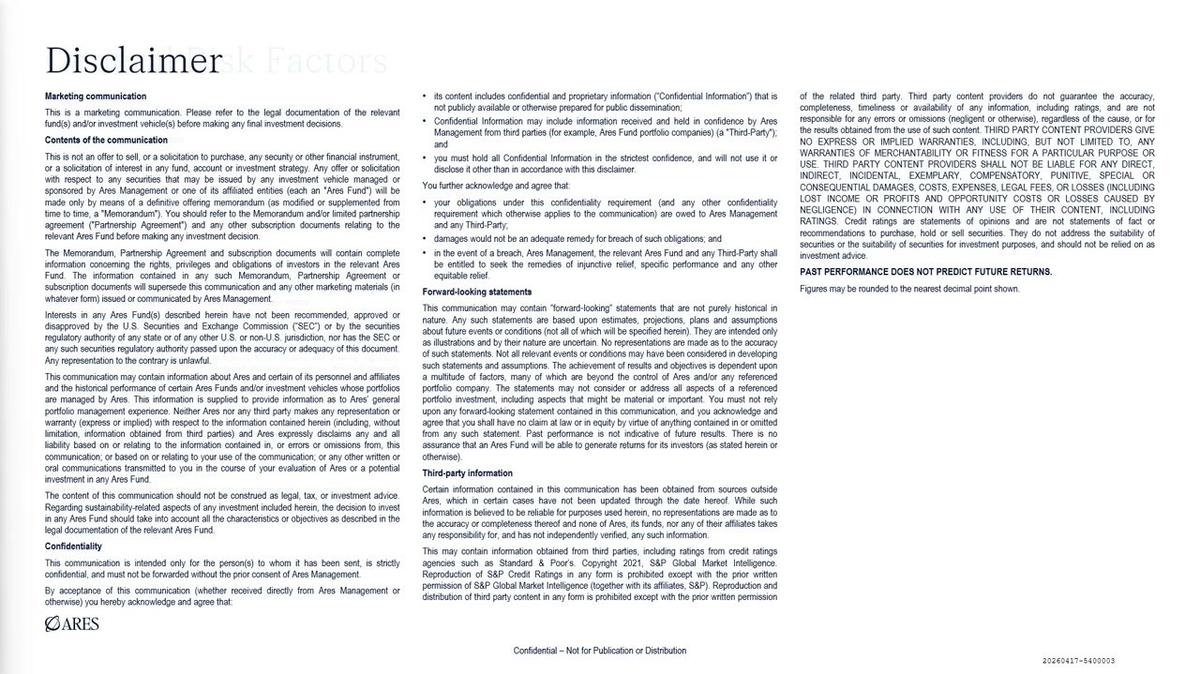 Ares Private Equity Annual Meeting &amp; Fund Update 2026