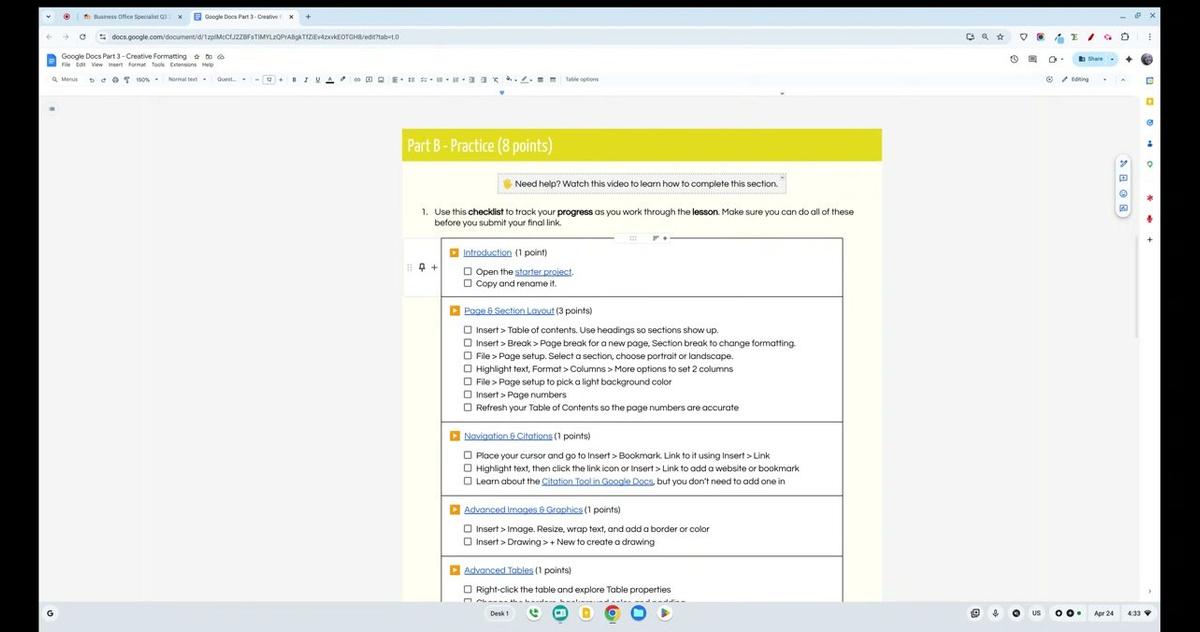 Google Docs Part 3 - Practice Video