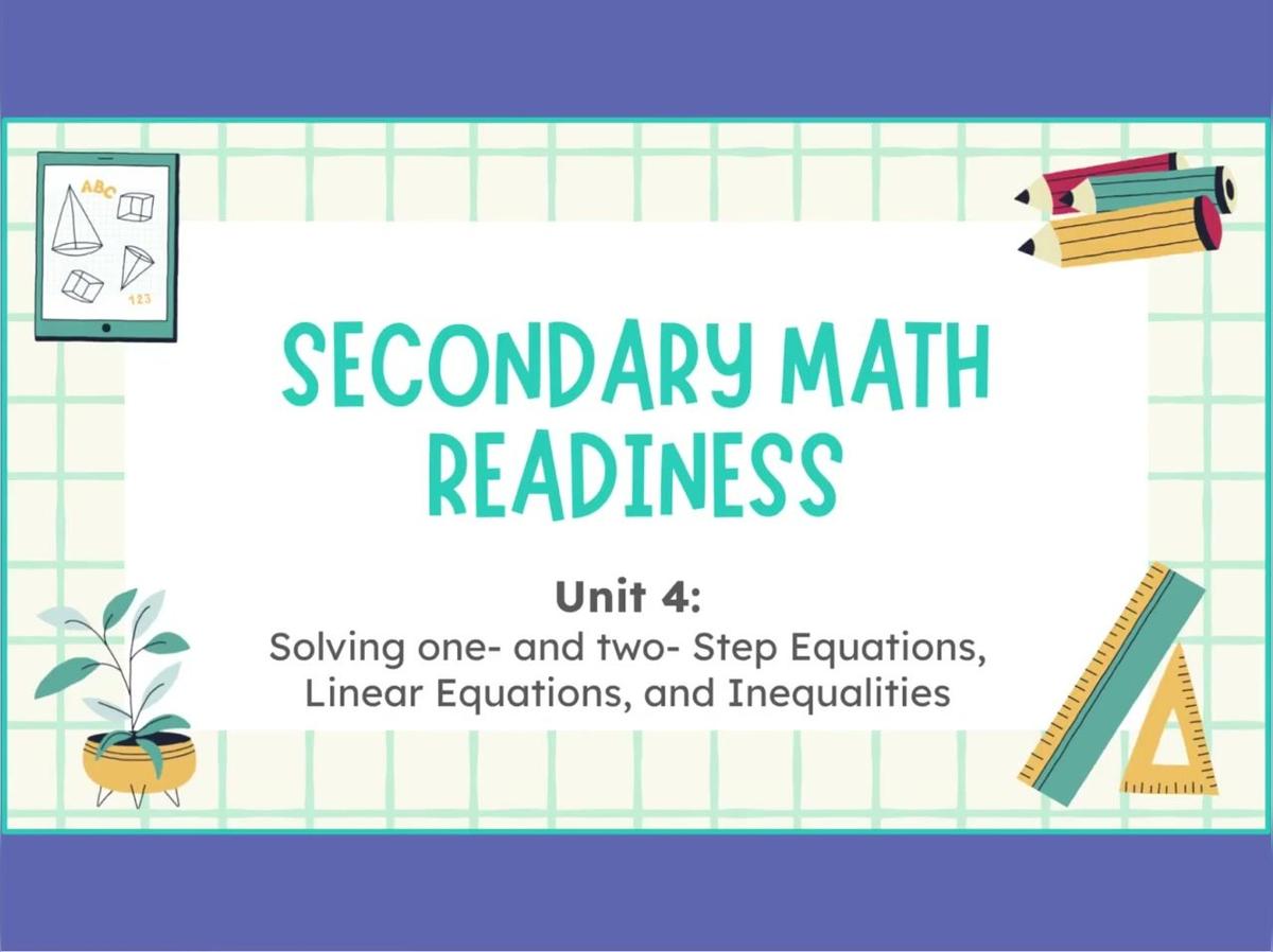 4.4 Two-Step Equations - Testing Solutions - SMR-1