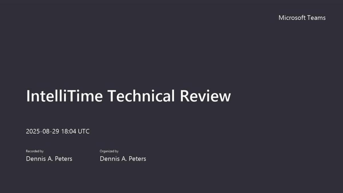 IntelliTime Technical Review- St Petersburg Communications