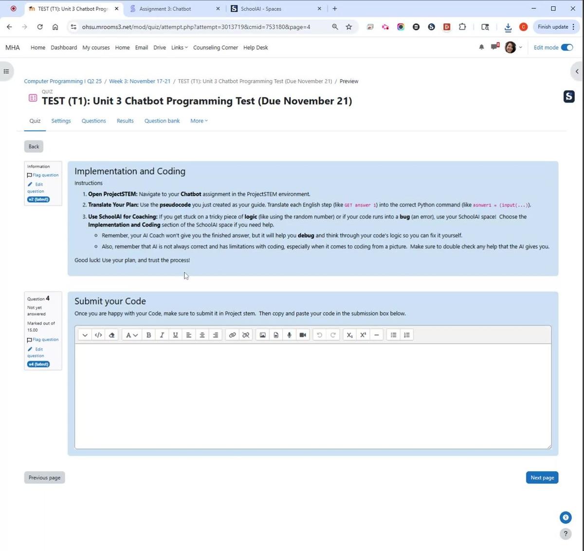 T1 Chatbot Coding Instructions