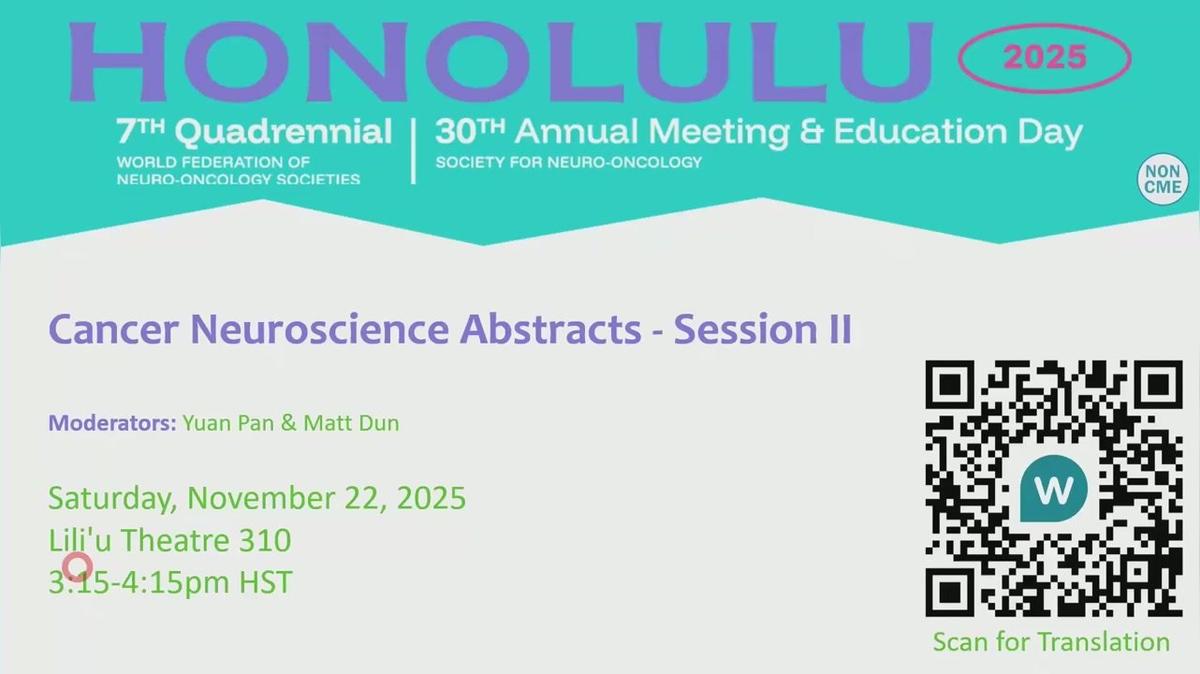 Cancer Neuroscience Abstracts - Session II - 15.15-16.15