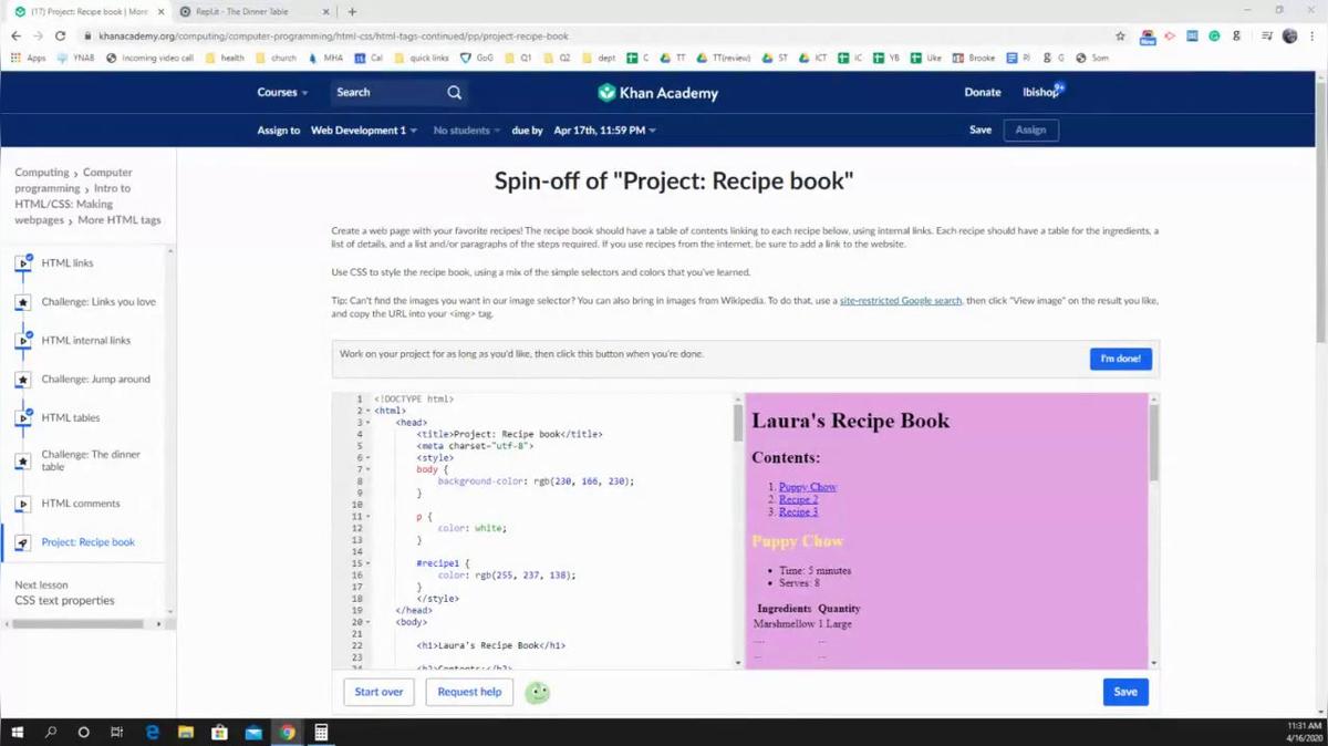 Live Session: Recipe Book Project
