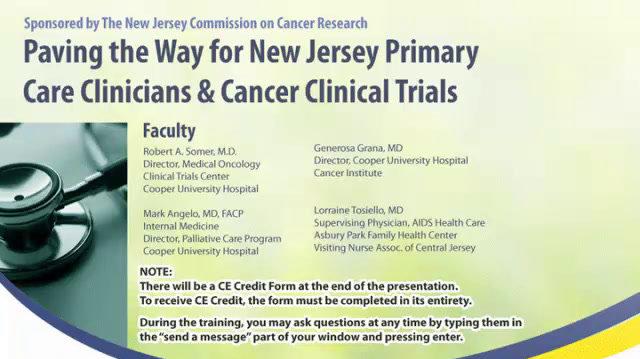 Paving the Way for New Jersey Primary Care Clinicians & Cancer Clinical Trials