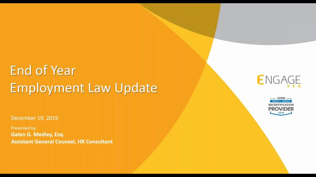 December 2019 HR Webinar - End of Year Employment Law Update