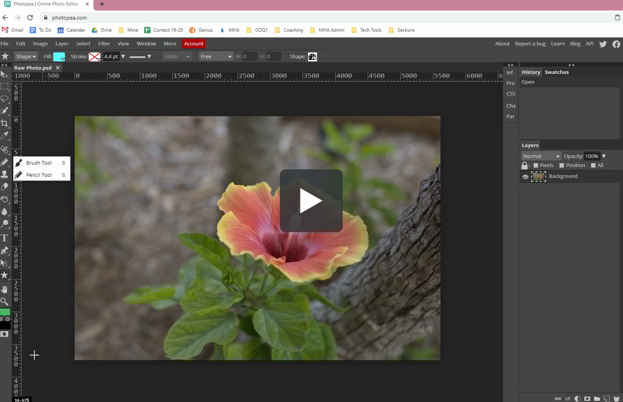 Photopea Toolbar Advanced Tools Blur Sharpen Dodge Burn Smudge