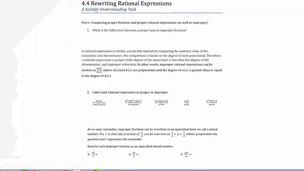 SM III 4.4 Proper and Improper Rational Expressions Launch.mp4