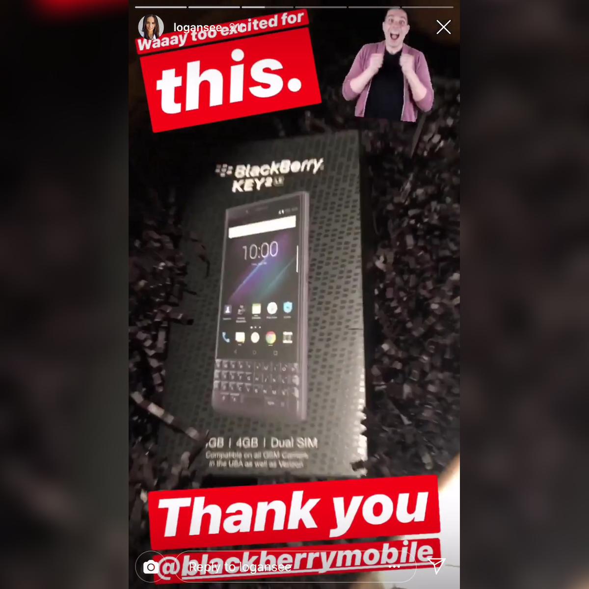 Blackberry -  Logan See - Instagram Story