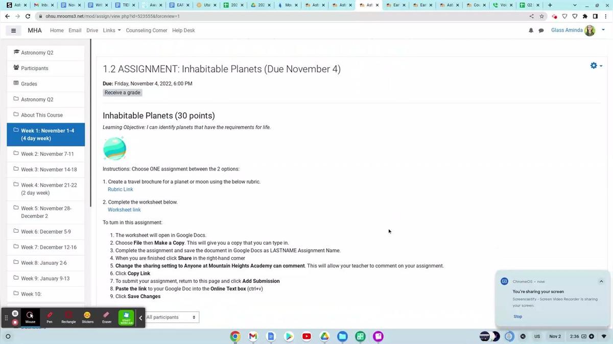 Space Exploration Assignment (Astronomy)
