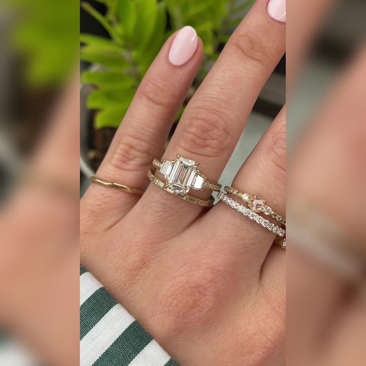 Angela Emerald Wedding Band Pairings