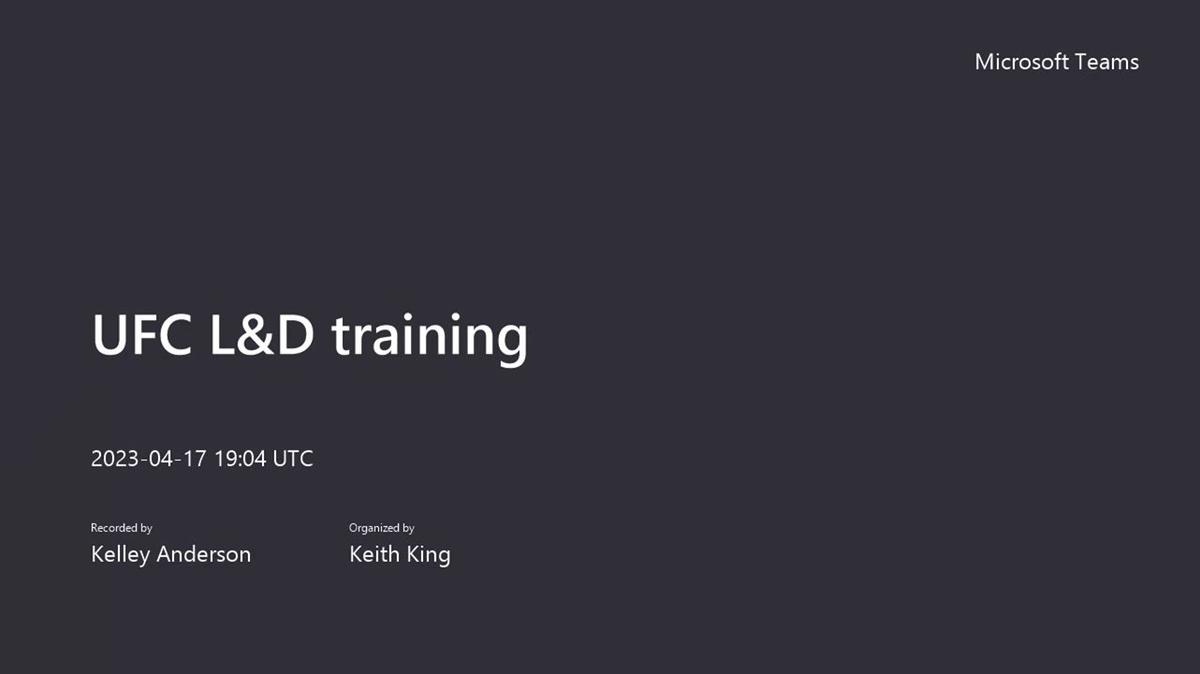 UFC L&amp;D Training