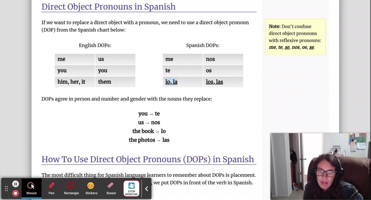 Direct Object Pronouns in Spanish - Spanish411
