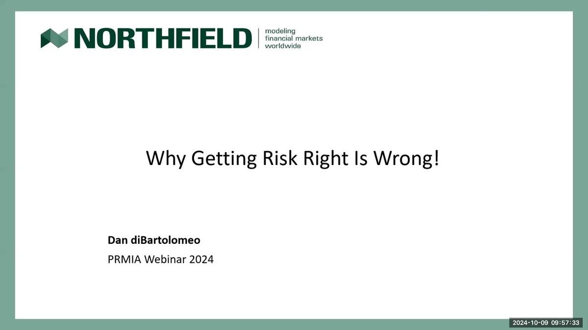 Why Getting Risk Right is Wrong!