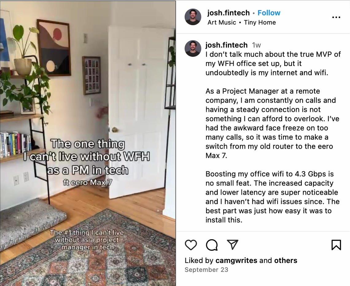 eero X Josh Fintech IG Reel
