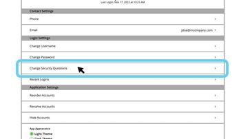 Change Security Questions