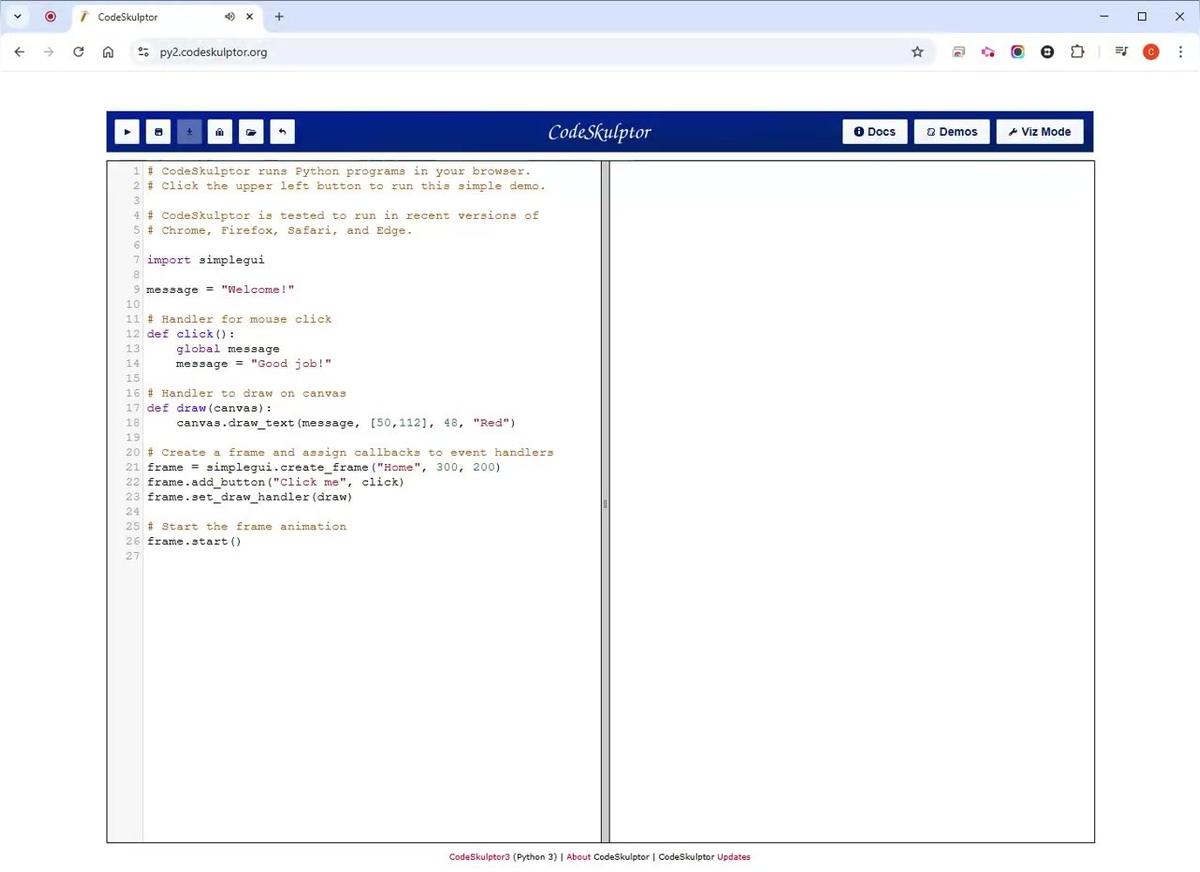 CodeSkulptor Viz Mode