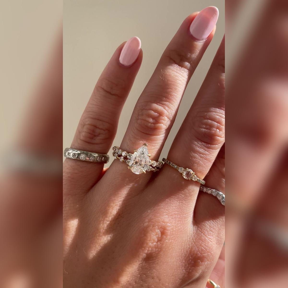 Capella Pear Wedding Band Pairings