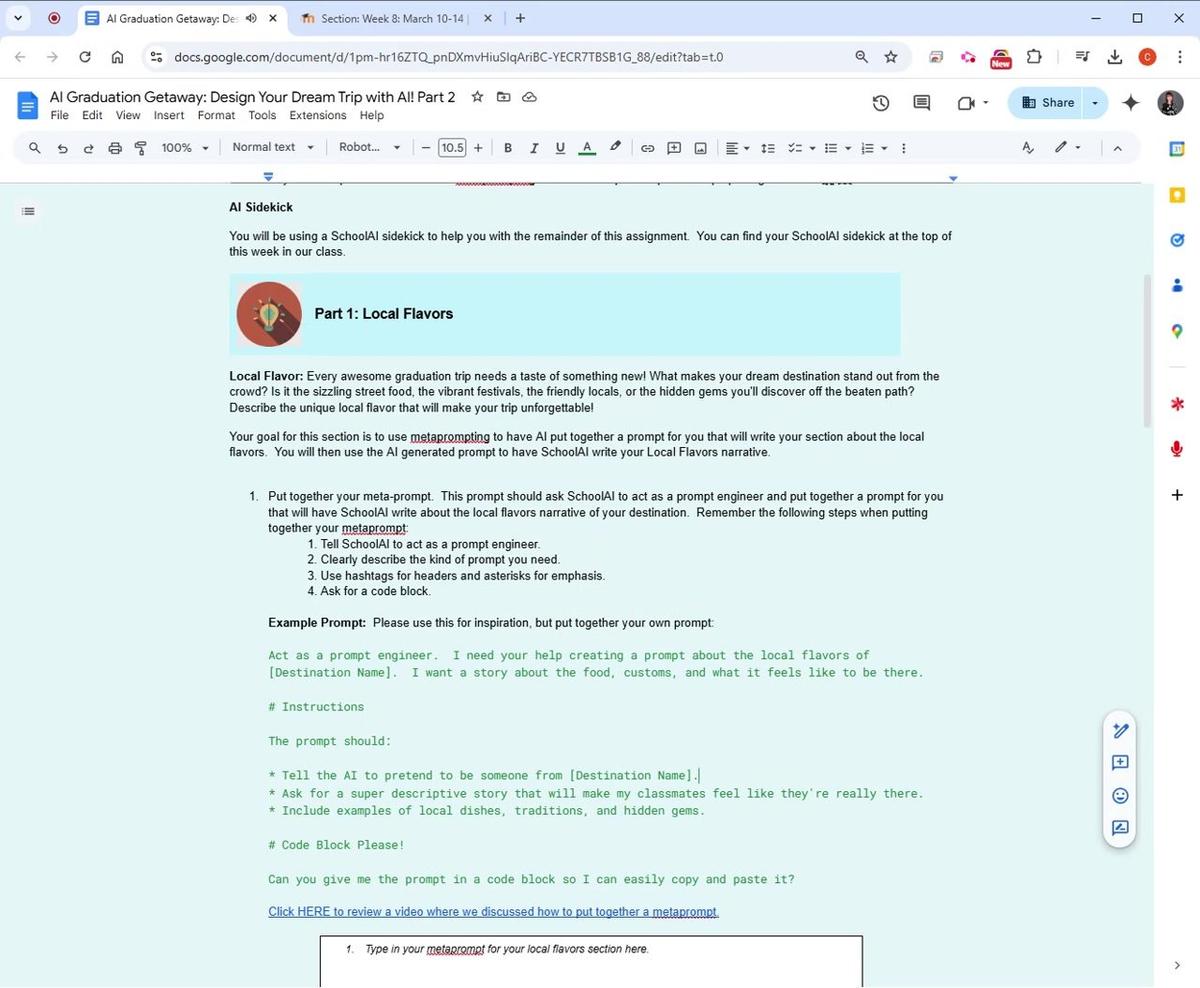 Meta-Prompting Graduation Getaway Question 1