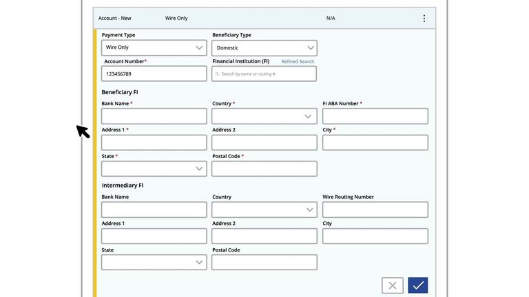 Recipients Setup - Domestic Wire Only