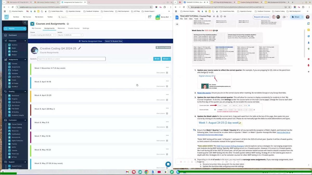 Changing Dates for Course Prep in CodeHS