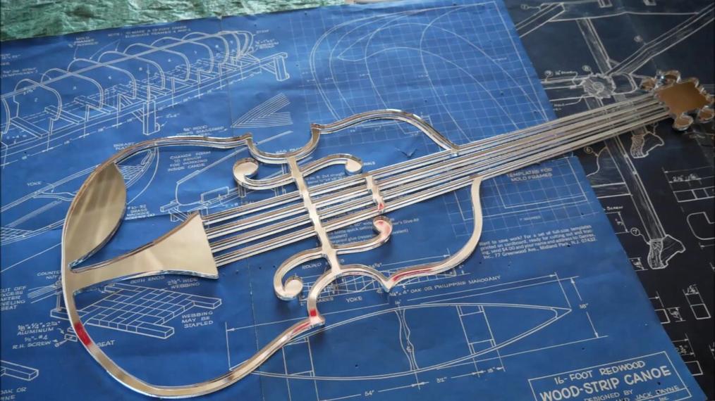 violin  co2 laser cut from mirror acrylic
