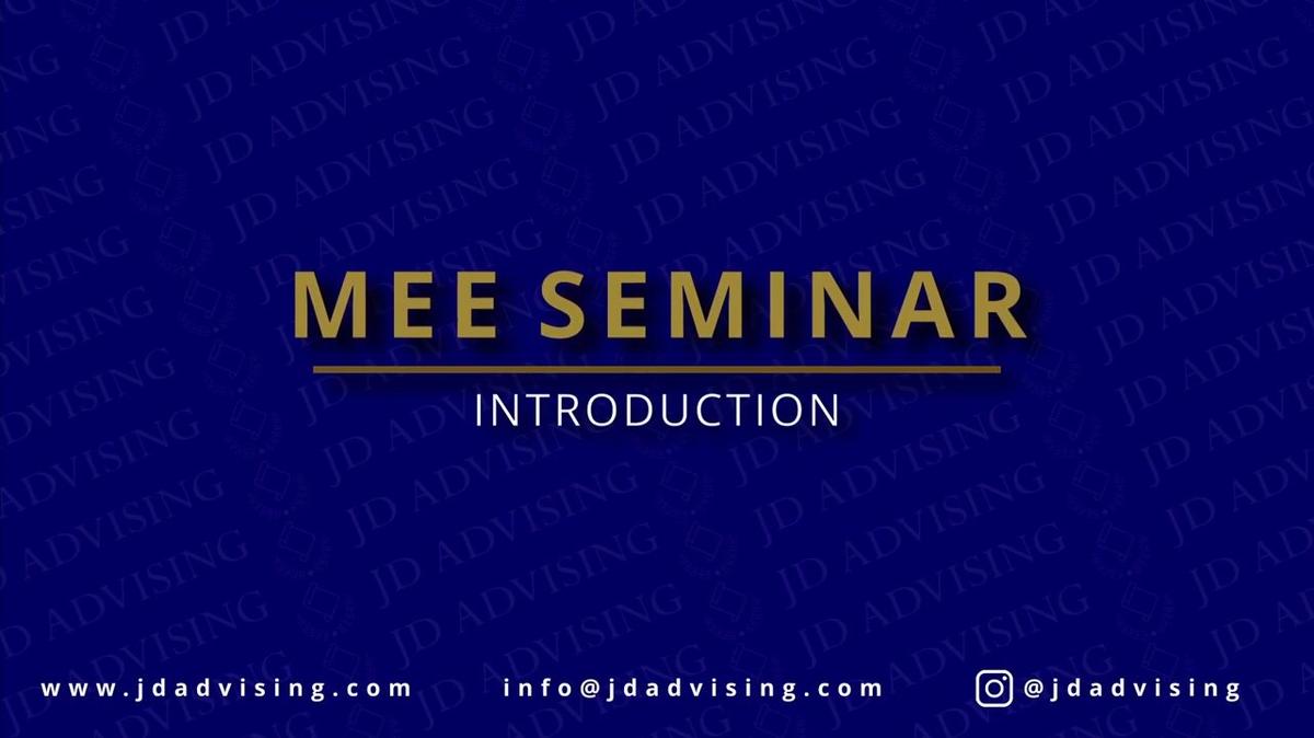 MEE SEMINAR INTRODUCTION