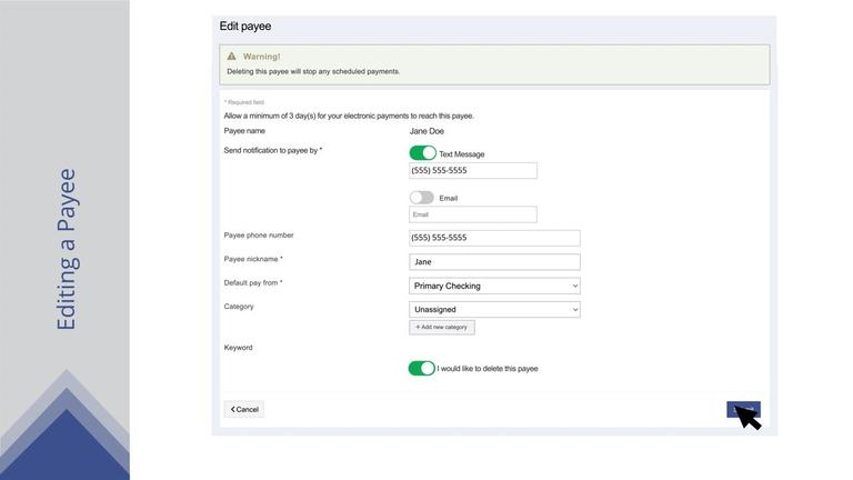 Editing or Deleting a Payee