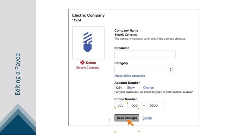 Editing or Deleting a Payee