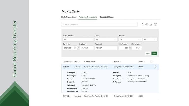 Cancelling Recurring Transfer
