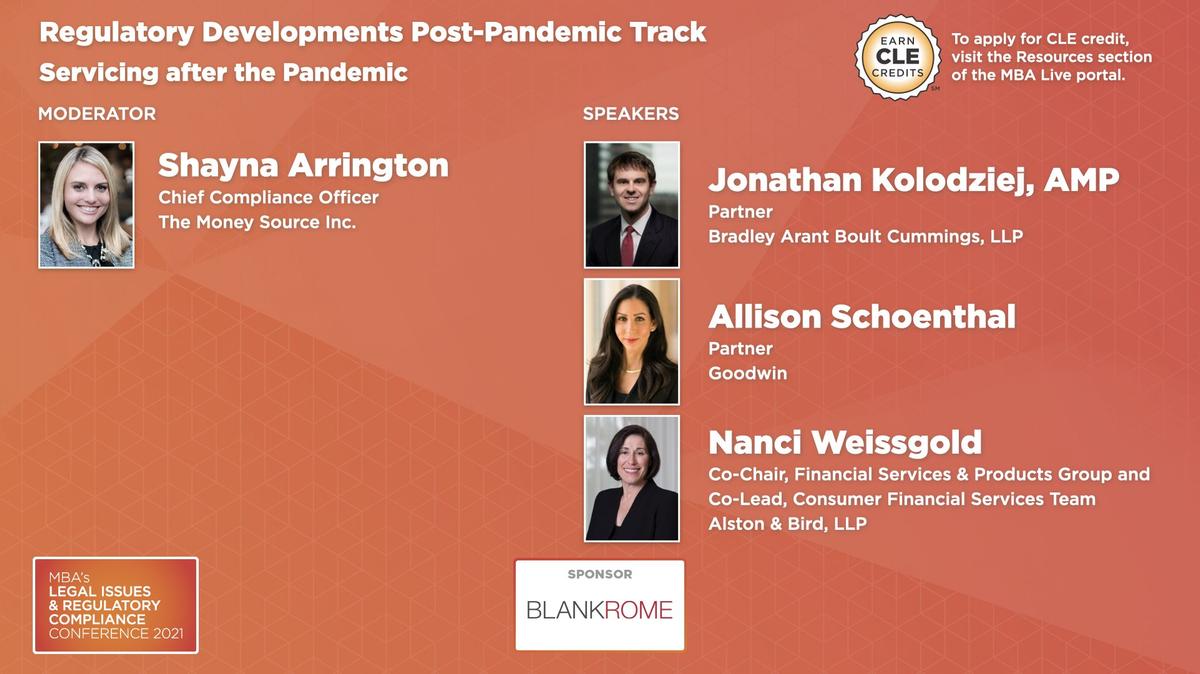 Tuesday Track 3: Regulatory Development Servicing After the Pandemic