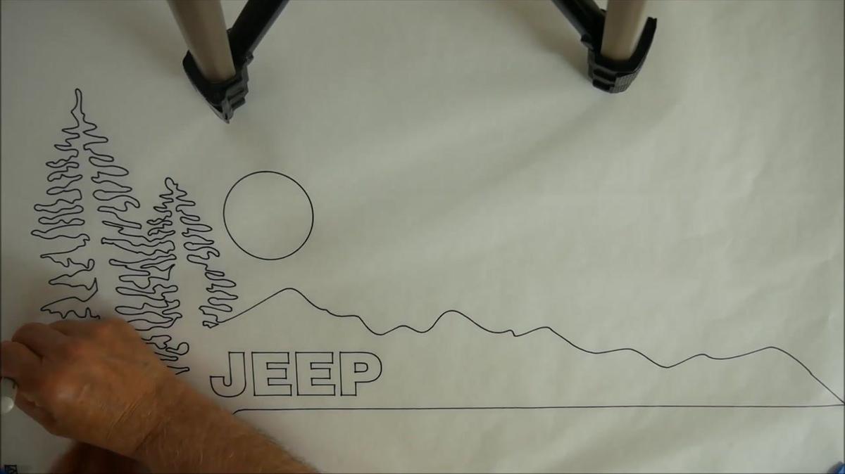 drawing out vehicle door graphics and digitize  for a vinyl cutout