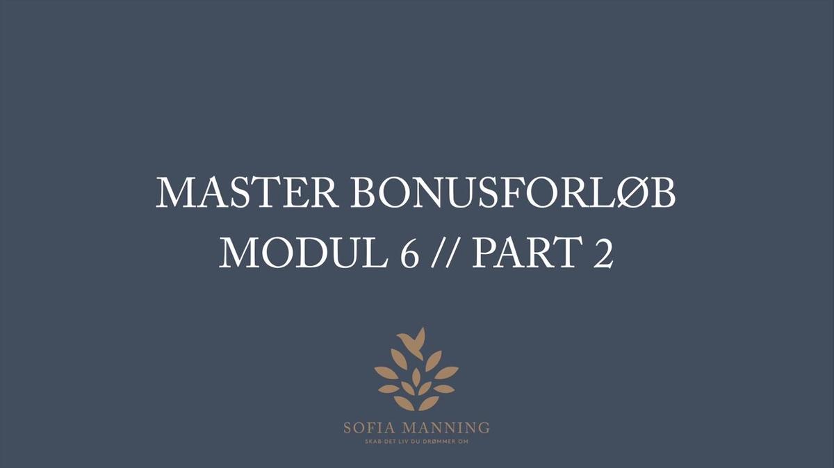 Master Bonusforløb Modul 6 // Part 2