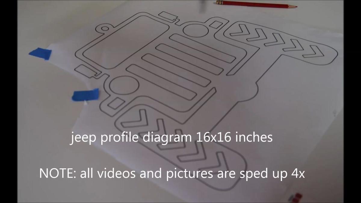 trace out a full sized diagram of a jeep profile