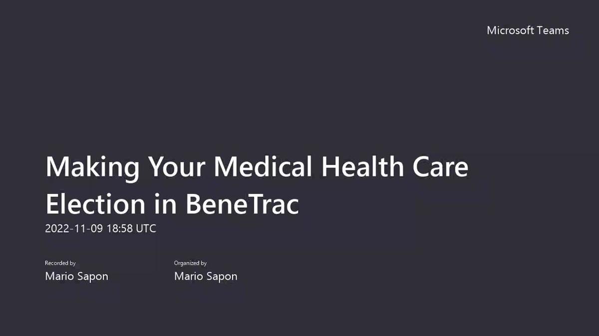Making Your Medical Health Care Election in BeneTrac, Bigge